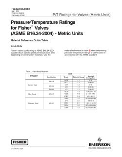 Pressure/Temperature Ratings for Fisher Valves