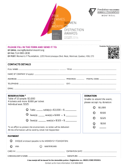 CONTACTS DETAILS RESERVATION * Table of 10 people: $3,000