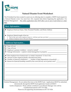 Natural Disaster Event Worksheet