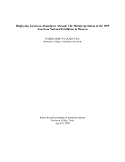 Displaying American Abundance Abroad: The - History