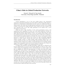 China`s Role in Global Production Networks
