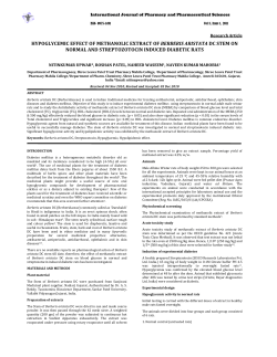 hypoglycemic effect of methanolic extract of berberis aristata dc stem