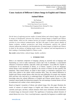Cause Analysis of Different Culture Image in English and Chinese