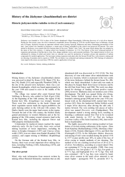 History of the J&aacute;chymov (Joachimsthal) ore district