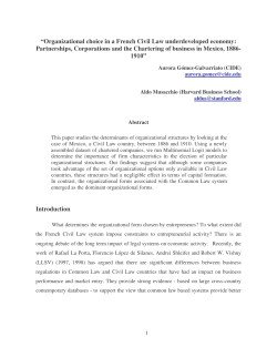 Organizational choice in a French Civil Law underdeveloped economy
