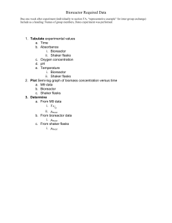 Bioreactor Required Data