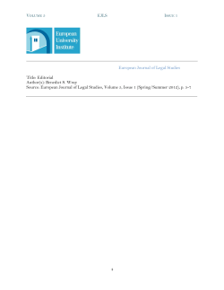 EJLS 4 European Journal of Legal Studies Title: Editorial Author(s