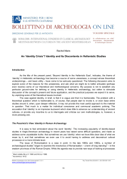 An `Identity Crisis`? Identity and Its Discontents in Hellenistic Studies