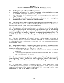 6-1 CHAPTER 6 MASTER BUDGET AND RESPONSIBILITY