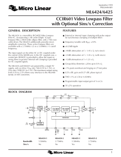 ML6424/6425 CCIR601 Video Lowpass Filter with Optional Sinx/x