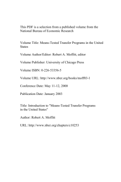 Introduction to" Means-Tested Transfer Programs