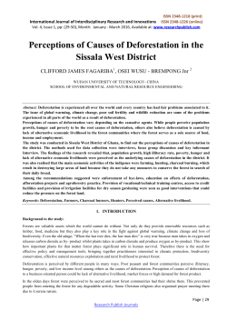 Perceptions of Causes of Deforestation in the Sissala West District