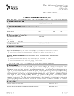 ELECTRONIC PAYMENT AUTHORIZATION (PAC)