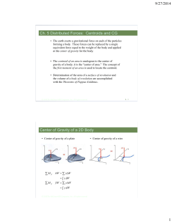9/27/2014 1 Ch. 5 Distributed Forces: Centroids and CG Center of