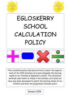 Calculation Policy - Egloskerry Primary School