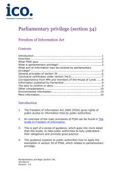 ICO lo Parliamentary privilege (section 34)