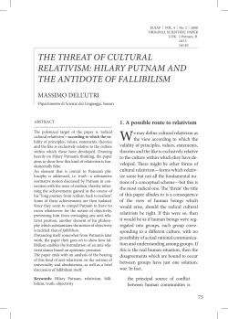 THE THREAT OF CULTURAL RELATIVISM: HILARY PUTNAM AND