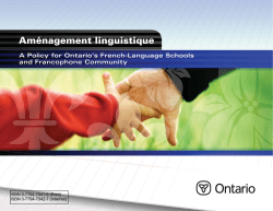 Am&eacute;nagement linguistique &ndash; A Policy for Ontario`s French