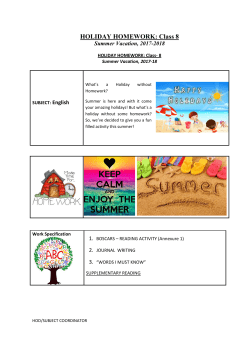 HOLIDAY HOMEWORK: Class 8 - The Sanskaar Valley School