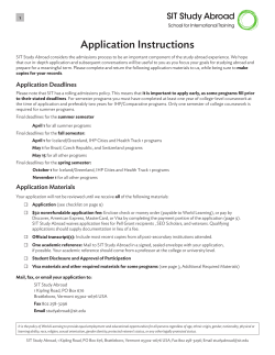 SIT Study Abroad Application - School for International Training