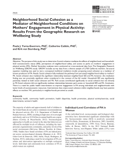 Neighborhood Social Cohesion as a Mediator of Neighborhood