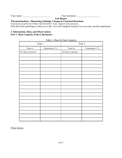 Your instructor: Lab Report Thermochemistry