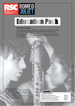 Romeo and Juliet Teacher Pack 2008