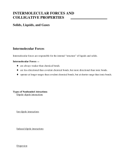 INTERMOLECULAR FORCES AND COLLIGATIVE PROPERTIES