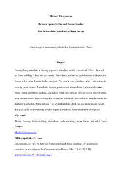Journalistic Framing - Research on the Transformations of Public
