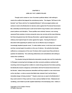 Chapter12. June-July 1917: Lenin`s Follies
