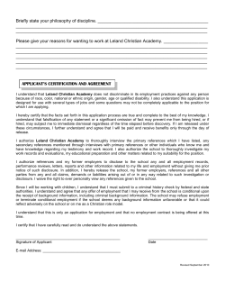 Employment - Leland Christian Academy