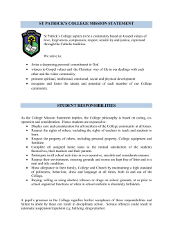 ST PATRICK`S COLLEGE MISSION STATEMENT STUDENT