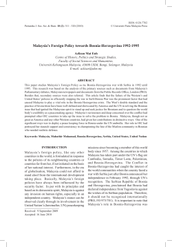 Malaysia`s Foreign Policy towards Bosnia