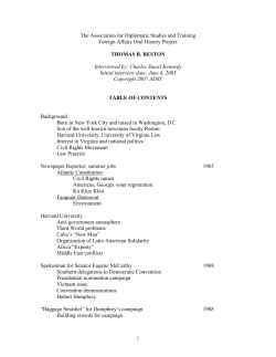 THOMAS B. RESTON - Association for Diplomatic Studies and
