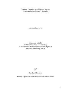 Gendered Embodiment and Critical Tourism