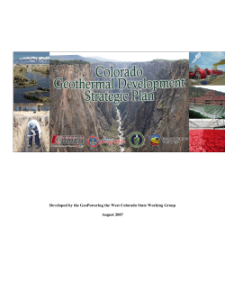 COLORADO GEOTHERMAL DEVELOPMENT STRATEGIC PLAN