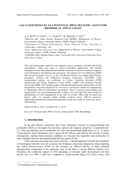 CaO NANOPARTICLES AS A POTENTIAL DRUG DELIVERY