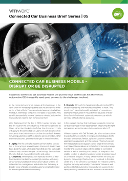 CONNECTED CAR BUSINESS MODELS &ndash; DISRUPT OR BE