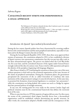 Catalonia`s recent strive for independence: a legal approach