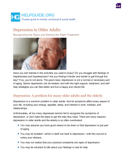 Depression in Older Adults: Recognizing the Signs and Getting the