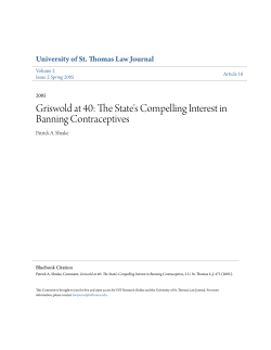 Griswold at 40: The State`s Compelling Interest in Banning