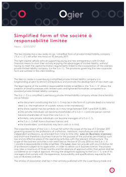 Simplified form of the soci&eacute;t&eacute; &agrave; responsabilit&eacute; limit&eacute;e