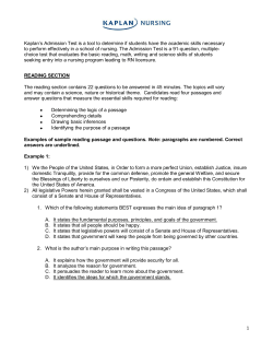 READING SECTION - Trinity Health System School of Nursing
