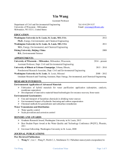 Dr. Yin Wang`s Full CV