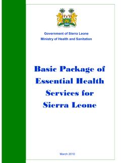 Basic Package of Essential Health Services for Sierra Leone