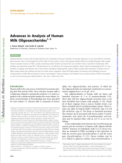 Advances in Analysis of Human Milk Oligosaccharides