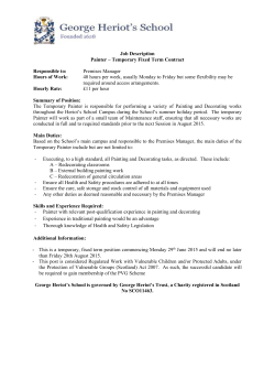 Job Description Painter – Temporary Fixed Term Contract