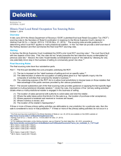 Illinois Final Local Retail Occupation Tax Sourcing Rules