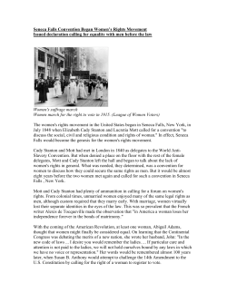 Seneca Falls Convention Began Women`s Rights Movement Issued