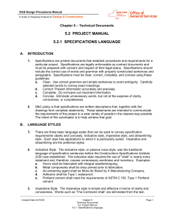 5.2 project manual 5.2.1 specifications language